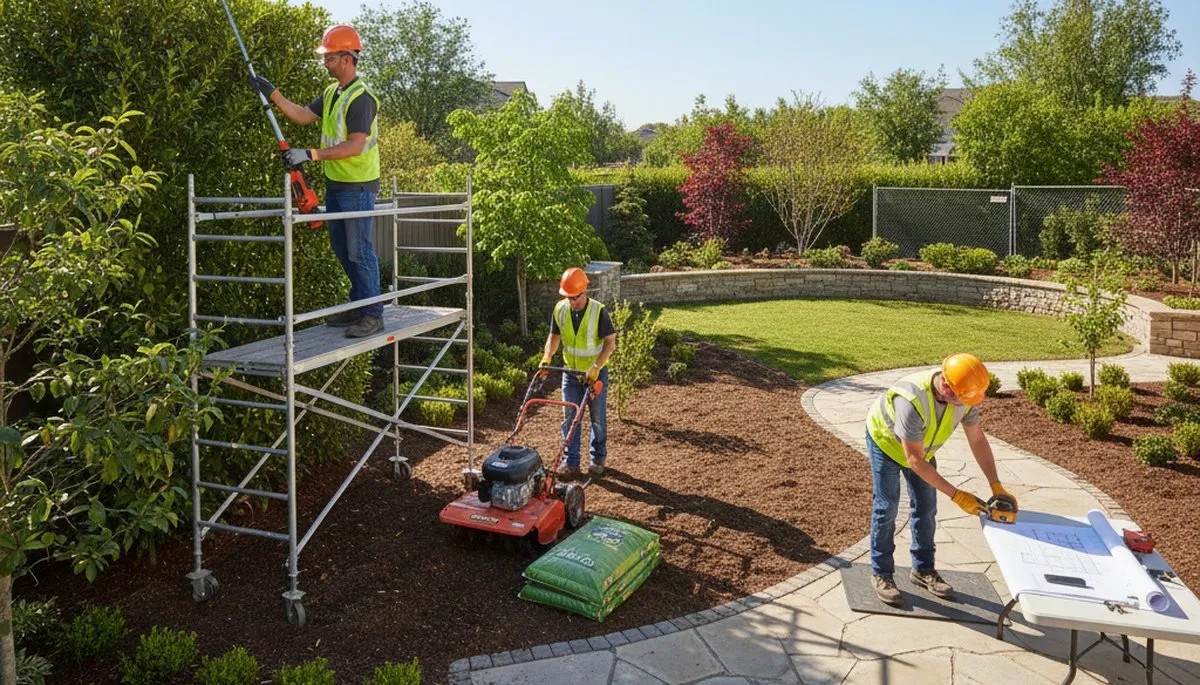 Cambridge, MA tree service crew providing landscape design and outdoor site cleanup for local properties