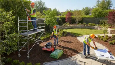 Cambridge, MA tree service crew providing landscape design and outdoor site cleanup for local properties