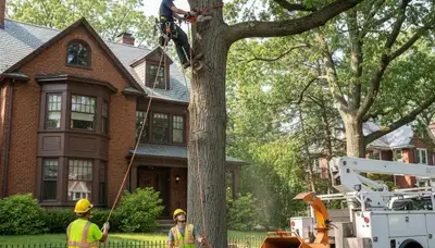 Tree service crew in Cambridge, MA providing professional tree removal and trimming services