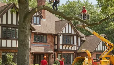 Cambridge, MA tree service crew removing a tree for safe property clearance