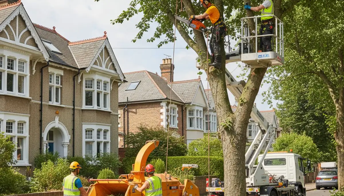 Tree service crew in Cambridge, MA providing professional tree removal and cleanup work