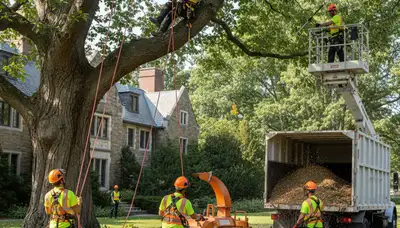 Tree service crew providing tree removal in Cambridge, MA for safe residential and commercial property care