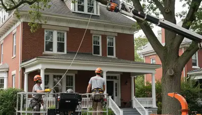 Tree service crew in Cambridge, MA providing professional tree removal and pruning for homes and businesses