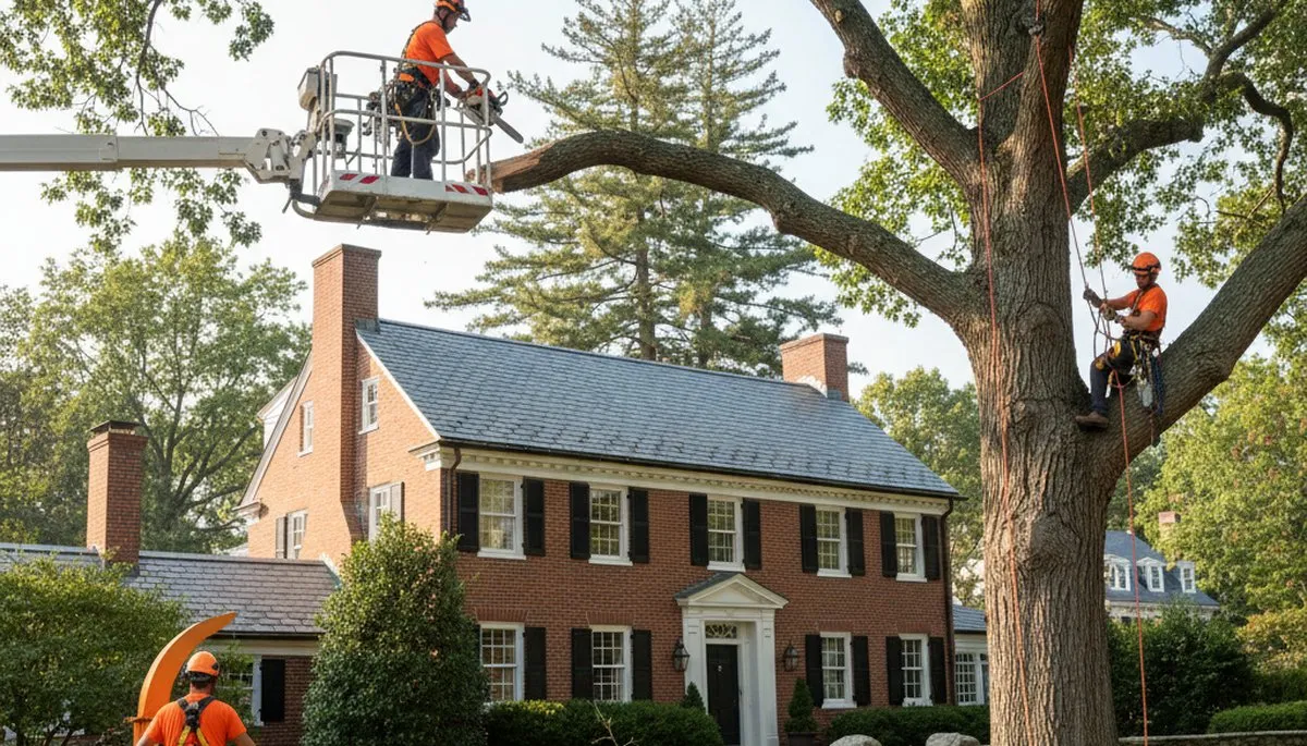 Tree service crew in Cambridge, MA providing professional tree removal and trimming assistance