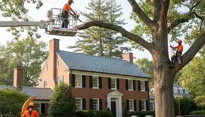 Tree service crew in Cambridge, MA providing professional tree removal and trimming assistance