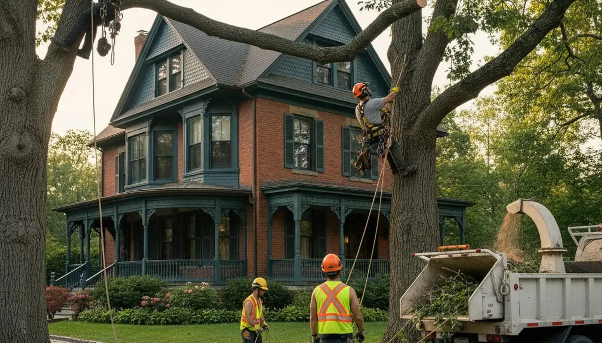 Tree service crew in Cambridge, MA providing professional tree removal and trimming services