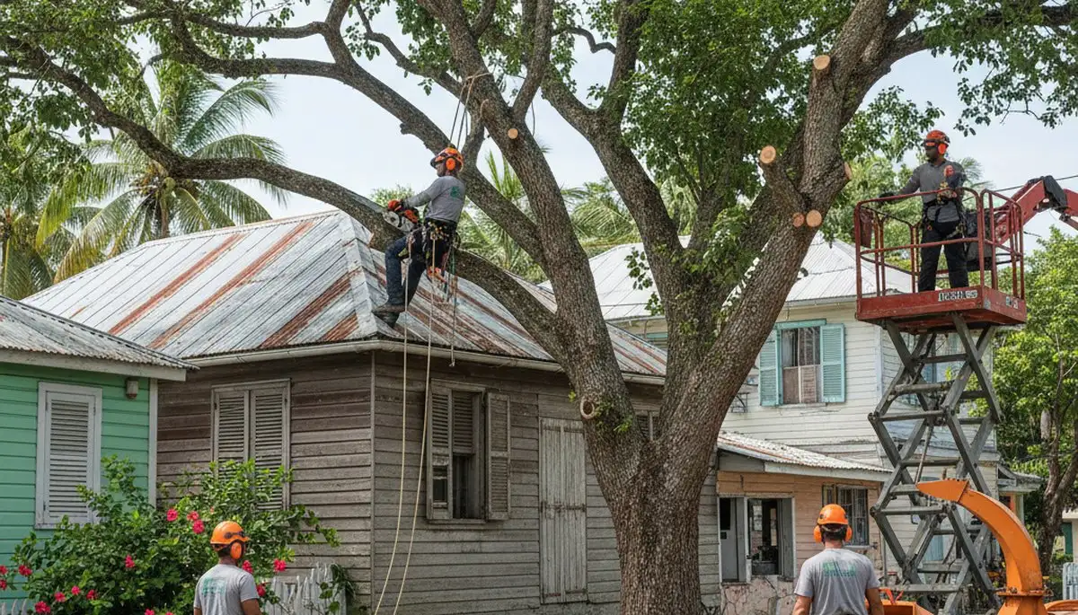 Cambridge, MA tree removal crew servicing a residential property for safe, professional tree care