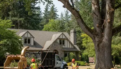 Tree service crew in Cambridge, MA providing professional tree removal and trimming services