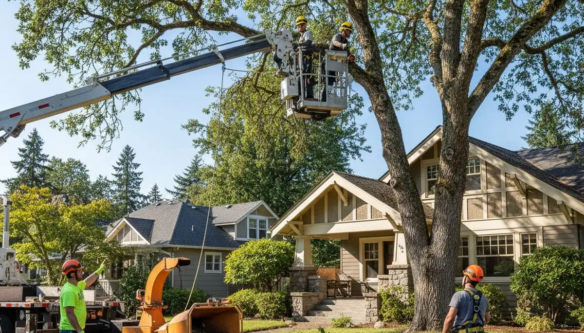 Cambridge, MA tree service crew providing professional tree removal for a local property
