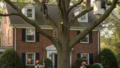 Tree service crew in Cambridge, MA providing professional tree removal and trimming services
